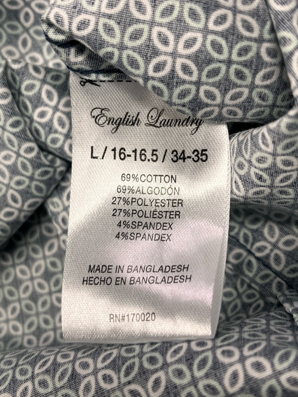 English Laundry Slim Fit | Stretch, Green LS Dress Shirt. Size Large - Picture 9 of 11